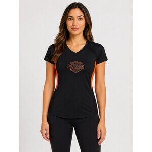 Harley-Davidson Women's Sz XS  HD Performance Black Orange Short Sleeve Shirt